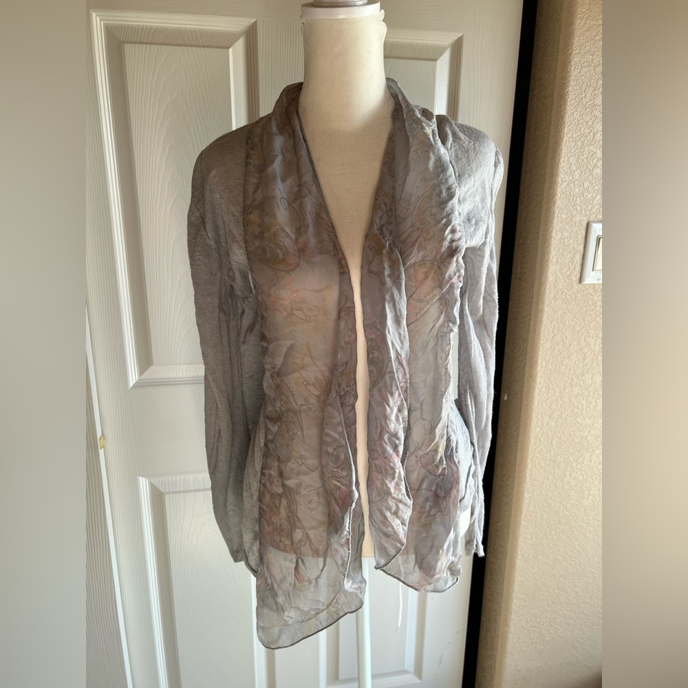 Elena Baladi Sheer Gray Cardigan Size Small Made in Italy